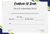 4+ Sample Printable Certificate Of Death Template intended for Quality Death Certificate Template