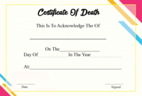 4+ Sample Printable Certificate Of Death Template within Fake Death Certificate Template