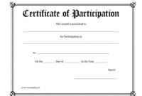 40+ Certificate Of Participation Templates – Printable Templates for Fresh Certificate Of Participation Word Template