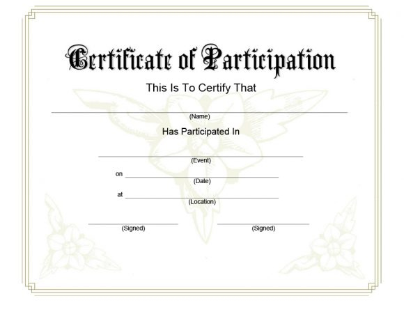 40+ Certificate Of Participation Templates - Printable Templates within New Participation Certificate Templates Free Download