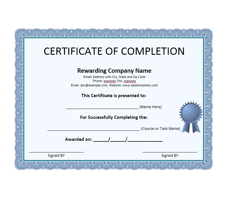 40 Fantastic Certificate Of Completion Templates [Word for Unique Certificate Of Completion Word Template