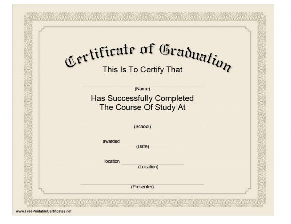 40+ Graduation Certificate Templates &amp; Diplomas - Printable in Unique School Certificate Templates Free