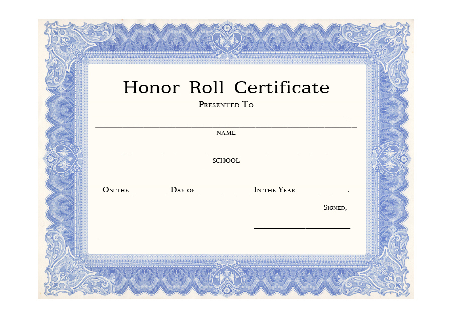 40+ Honor Roll Certificate Templates &amp;amp; Awards - Printable with Honor Roll Certificate Template Free 7 Ideas
