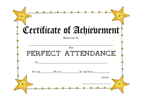 40 Printable Perfect Attendance Award Templates &amp;amp; Ideas inside Perfect Attendance Certificate Template Free