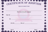 40+ Real & Fake Adoption Certificate Templates – Printable for Fresh Pet Birth Certificate Templates Fillable