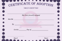 40+ Real & Fake Adoption Certificate Templates – Printable inside Quality Blank Adoption Certificate Template