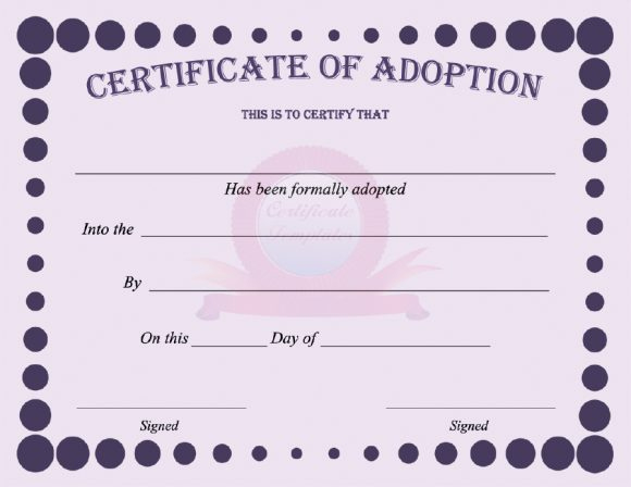 40+ Real &amp; Fake Adoption Certificate Templates - Printable intended for Pet Adoption Certificate Template Free 23 Designs