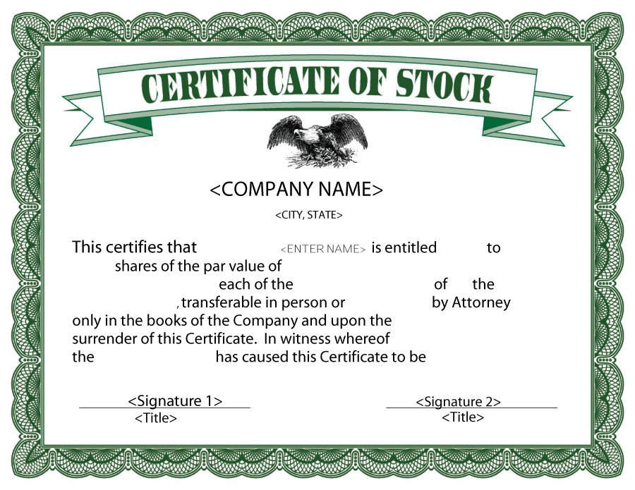 41 Free Stock Certificate Templates (Word, Pdf) - Free in Blank Share Certificate Template Free
