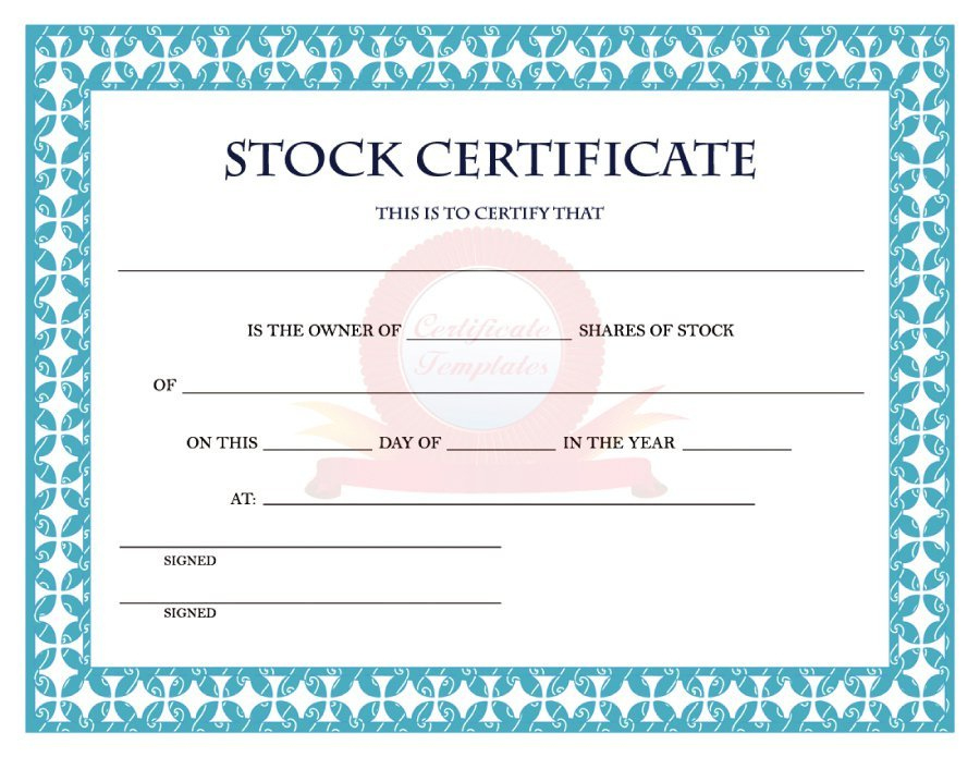 41 Free Stock Certificate Templates (Word, Pdf) - Free throughout Blank Share Certificate Template Free