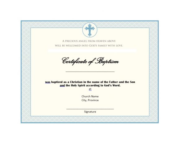 47 Baptism Certificate Templates (Free) - Printable Templates throughout Baptism Certificate Template Word Free