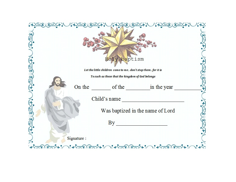 47 Baptism Certificate Templates (Free) - Printable Templates throughout Unique Baby Death Certificate Template