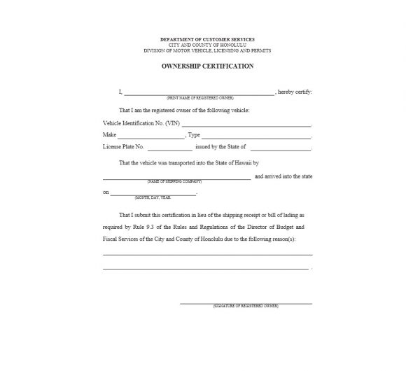 47 Certificate Of Ownership Templates [Instant Download] throughout New Certificate Of Ownership Template