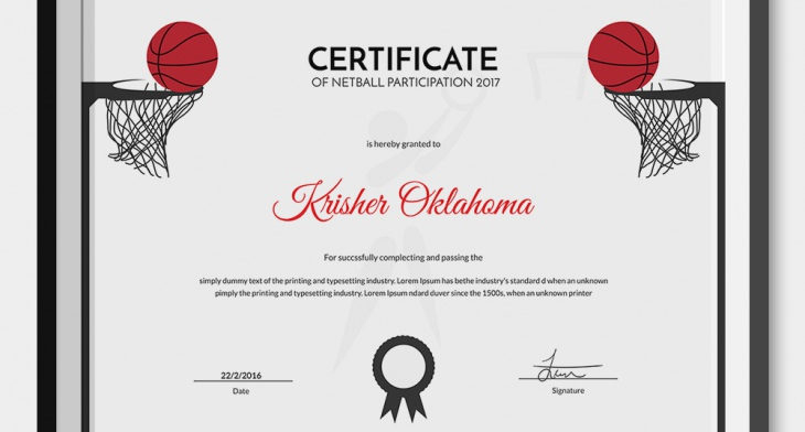 5 Netball Certificates - Psd &amp;amp; Word Designs | Design Trends within Netball Achievement Certificate Template
