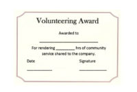 50 Free Volunteering Certificates – Printable Templates with Community Service Certificate Template Free Ideas