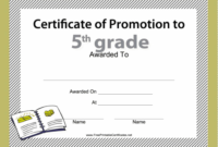 5Th Grade Promotion Certificate Printable Certificate pertaining to Best 5Th Grade Graduation Certificate Template