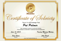 6 Months Sobriety Certificate (Gold) Printable Certificate in Certificate Of Sobriety Template Free