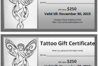 6 Tattoo Gift Certificate Templates | Free Sample Templates intended for Tattoo Gift Certificate Template
