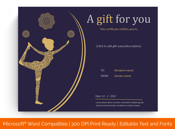 6+ Yoga Gift Certificate Templates (In Word, Pdf Format) intended for Yoga Gift Certificate Template Free
