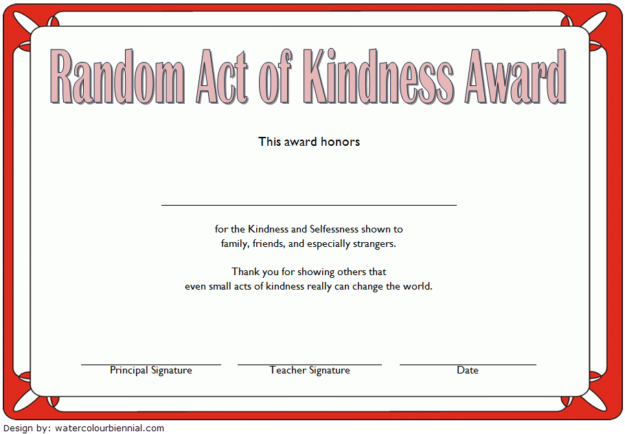 7+ Certificate Of Kindness Free Printable [2020 Ideas] intended for Kindness Certificate Template 7 New Ideas Free