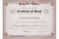 7 Free Death Certificate Templates – Formats & Designs in Fake Death Certificate Template