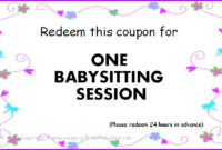 8 Best Printable Babysitting Voucher Template – Printablee regarding Free Printable Babysitting Gift Certificate