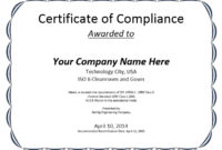 8 Free Sample Professional Compliance Certificate Templates in Fresh Certificate Of Compliance Template