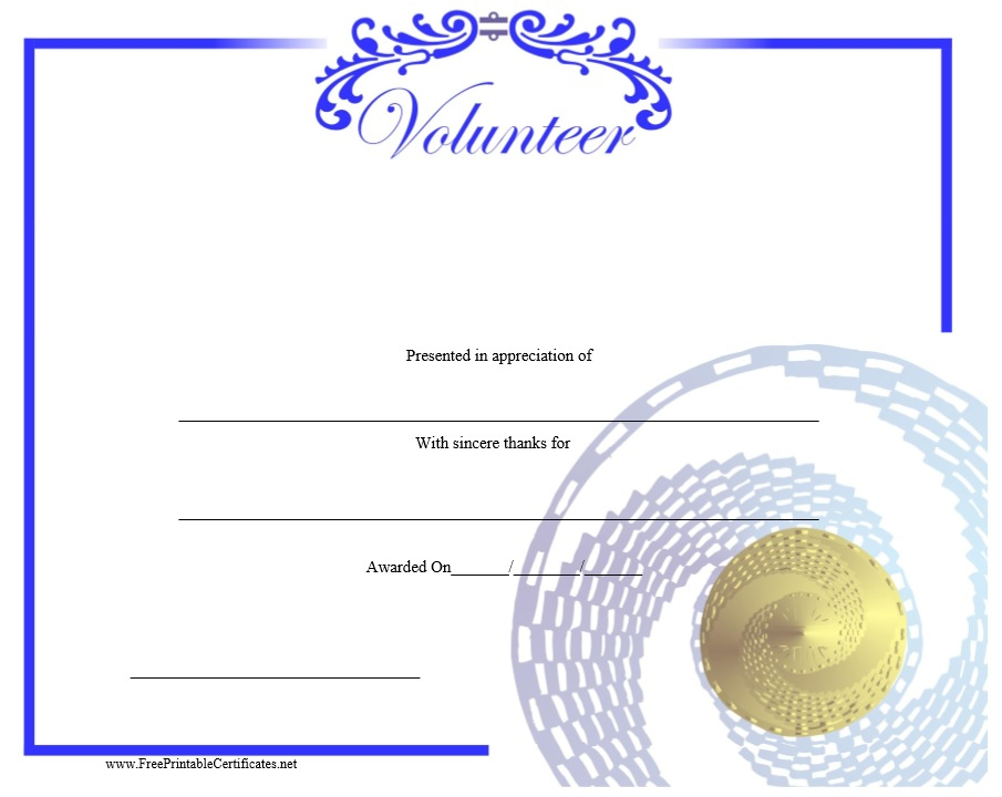 9 Free Sample Volunteer Certificate Templates - Printable in Volunteer Certificate Templates
