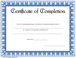 A Basic Certificate Of Achievement With A Decorative Blue for Science Achievement Certificate Template Ideas