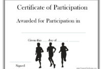 A Certificate Of Participation For Participating In A Race inside Best Running Certificate Templates