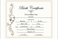 A Pretty Pink Bordered Birth Certificate For A Baby Girl inside Fresh Girl Birth Certificate Template
