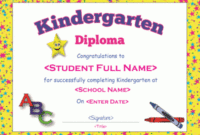 A Printable Kindergarten Diploma. Free Downloads Available H in New 10 Kindergarten Graduation Certificates To Print Free