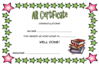 Accelerated Reader Award Certificate Template Free for Best Star Reader Certificate Template