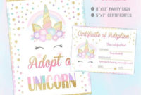 Adopt A Unicorn Certificate pertaining to Best Unicorn Adoption Certificate Free Printable 7 Ideas