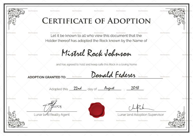 Adoption Certificates - Magdalene Project In Pet Adoption throughout Quality Blank Adoption Certificate Template