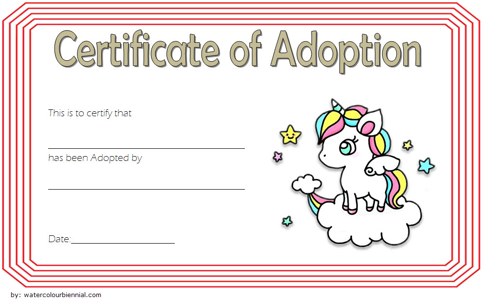 Adorable Unicorn Adoption Certificate Free Printable (1St throughout Unicorn Adoption Certificate Templates
