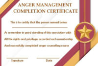 Anger Management Certificate: 15 Templates With Editable for Anger Management Certificate Template