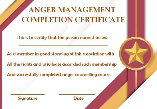 Anger Management Certificate: 15 Templates With Editable in Anger Management Certificate Template Free
