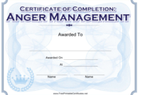 Anger Management Completion Certificate Template Download inside New Anger Management Certificate Template