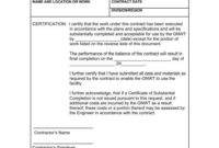 Application For Certificate Of Substantial Completion Page 1 within Certificate Of Substantial Completion Template