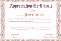 Appreciation Certificate For Years Of Service | Certificate intended for Long Service Certificate Template Sample