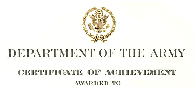 Army Certificate Of Achievement Citation Examples intended for Army Certificate Of Achievement Template