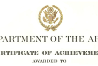 Army Certificate Of Achievement Citation Examples with regard to Fresh Certificate Of Achievement Army Template