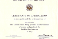 Army Certificate Of Achievement Template (5) – Templates inside Certificate Of Achievement Army Template