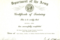 Army Certificate Of Completion Template (9) – Templates inside Unique Army Certificate Of Completion Template