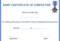 Army Certificate Of Completion Template | Certificate Of inside Unique Army Certificate Of Completion Template