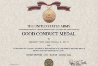 Army Good Conduct Medal Certificate throughout Army Good Conduct Medal Certificate Template