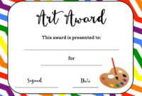 Art Award Certificate (Free Printable) | Printable Art in Art Award Certificate Template