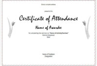 Attendance Certificate Templates | 12+ Free Word & Pdf with Attendance Certificate Template Word