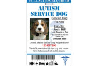 Autism Service Dog Id Card Ada Tag Badge Professional Custom throughout Best Service Dog Certificate Template Free 7 Designs