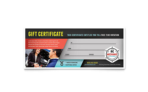 Automotive &amp;amp; Transportation Gift Certificate Templates for Fresh Automotive Gift Certificate Template
